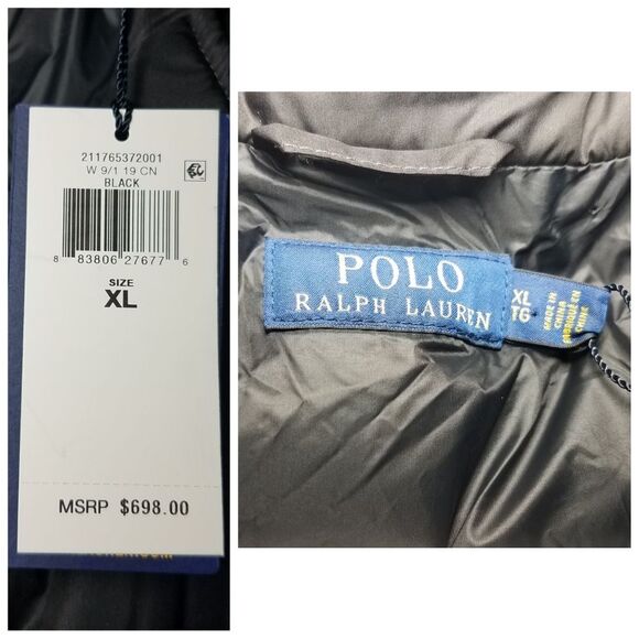 NWT|Polo Ralph Lauren Black Down Fill Moto Puffer Winter Jacket, XL - Picture 9 of 11